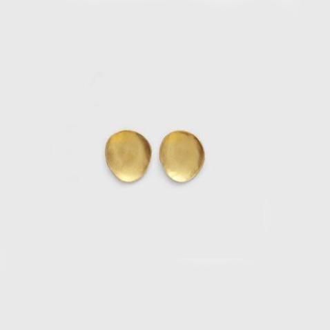 Golden Disc Stud Earrings 