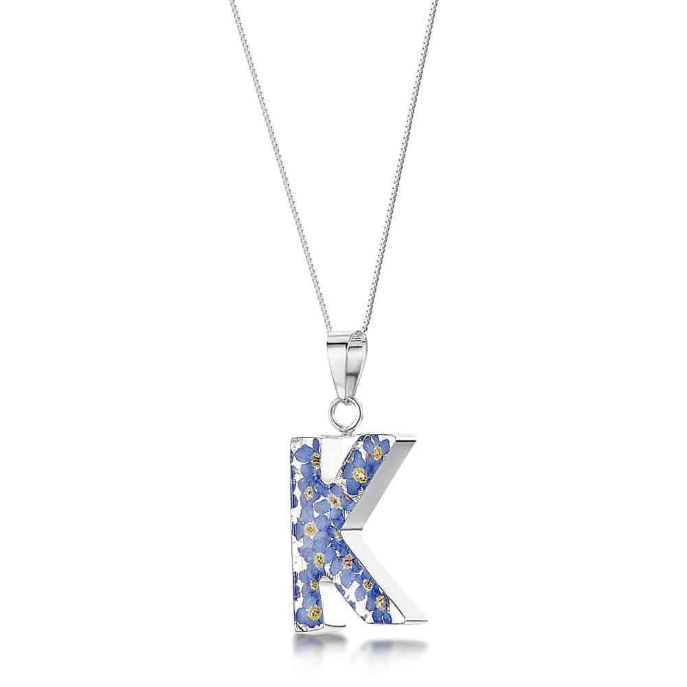Initial K Flower Necklace 