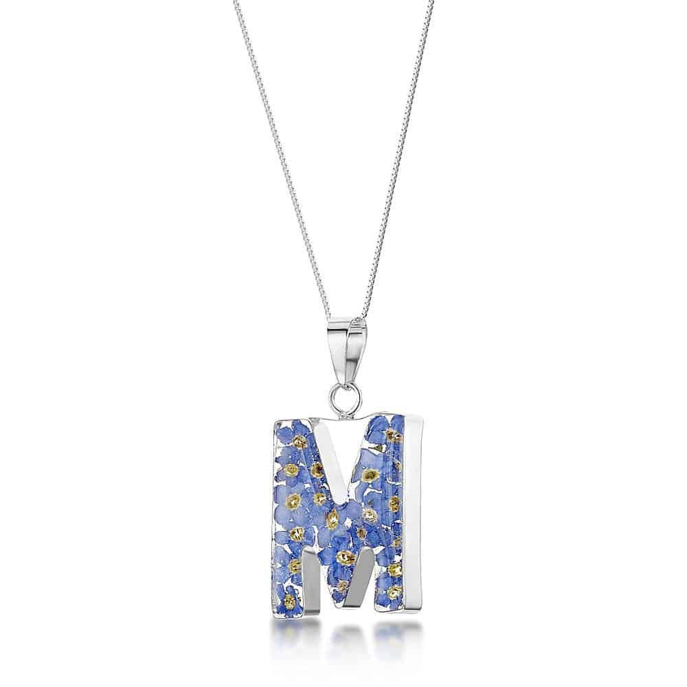 Initial M Flower Necklace 