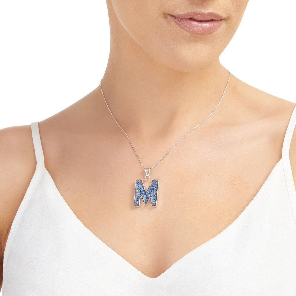 Initial M Flower Necklace 