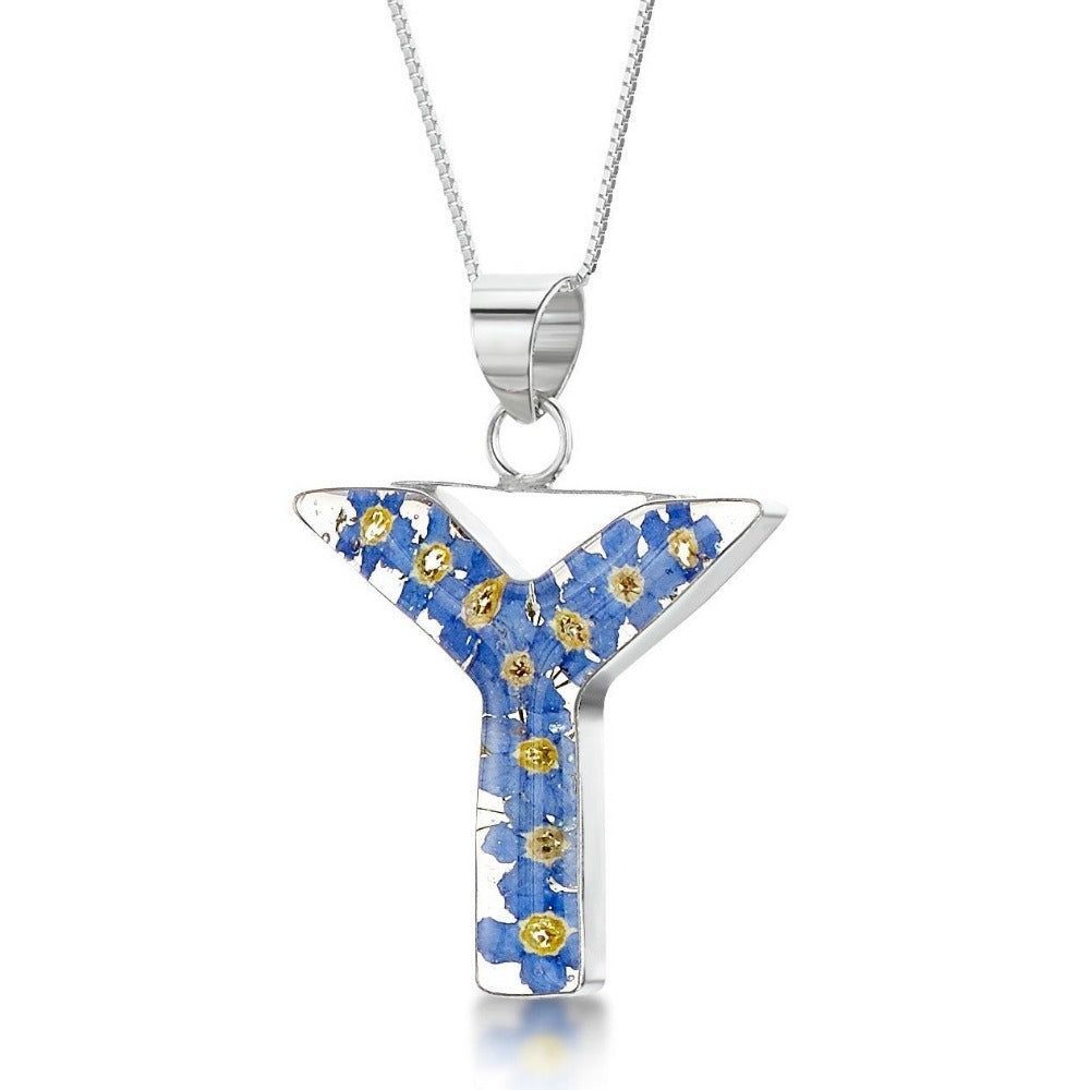 Initial Y Flower Necklace 