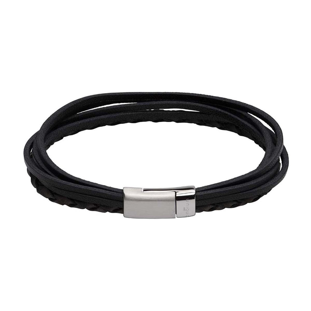 Black Multistrand Leather with Magnetic Clasp 