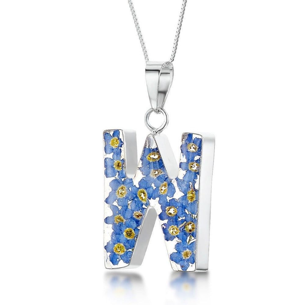 Initial W Flower Necklace 
