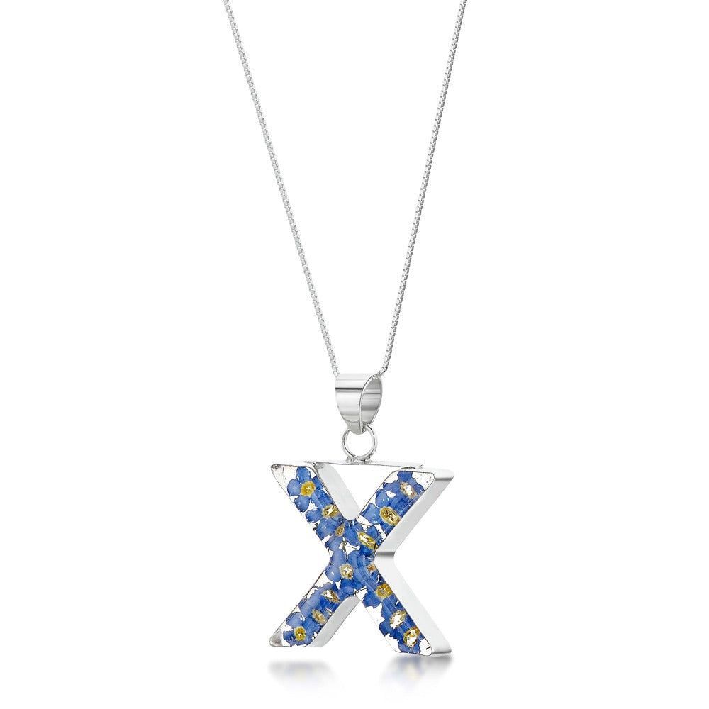 Initial X Flower Necklace 