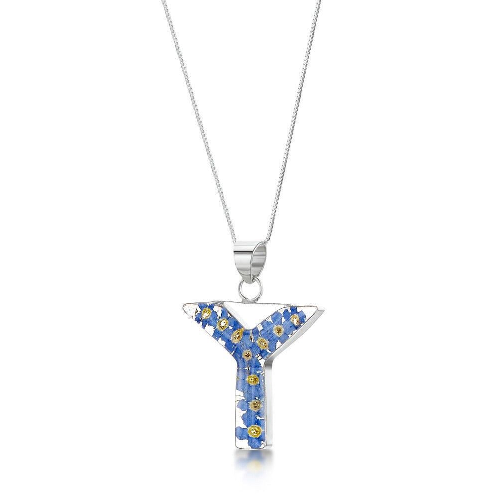 Initial Y Flower Necklace 