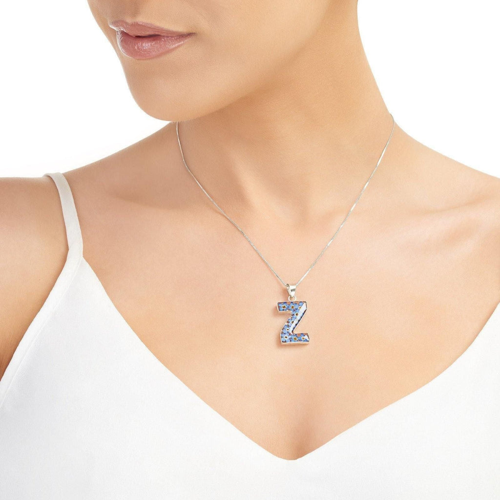 Initial Z Flower Necklace 