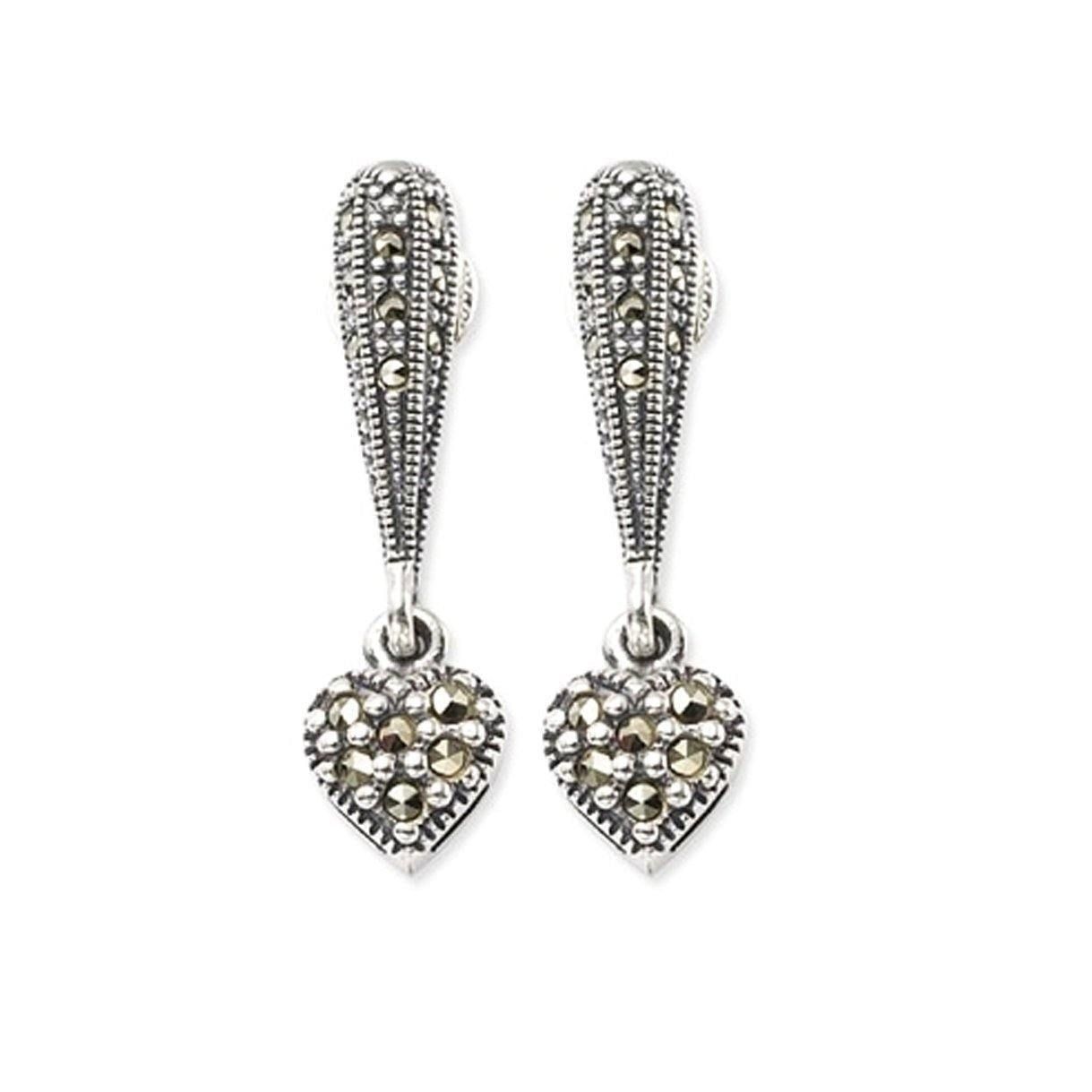 Marcasite Heart Drops – Blue Wing Gallery