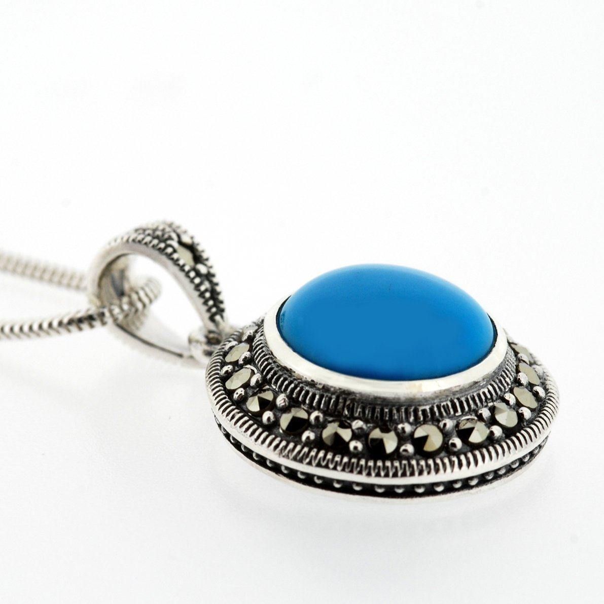 Marcasite Turquoise Pendant - Main Image