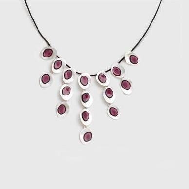 Pink Disk Waterfall Necklace 