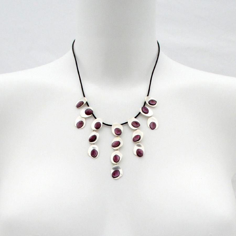 Pink Disk Waterfall Necklace 