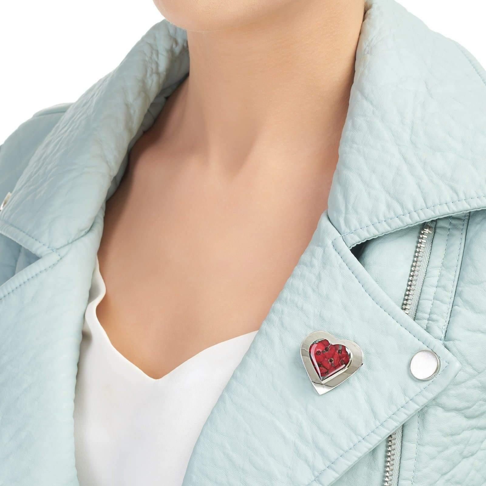 Heart shaped poppy brooch sales