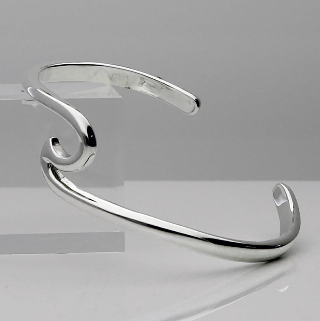 Silver Wave Cuff Bangle 