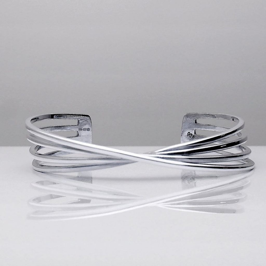 Twist Silver Cuff Bangle 