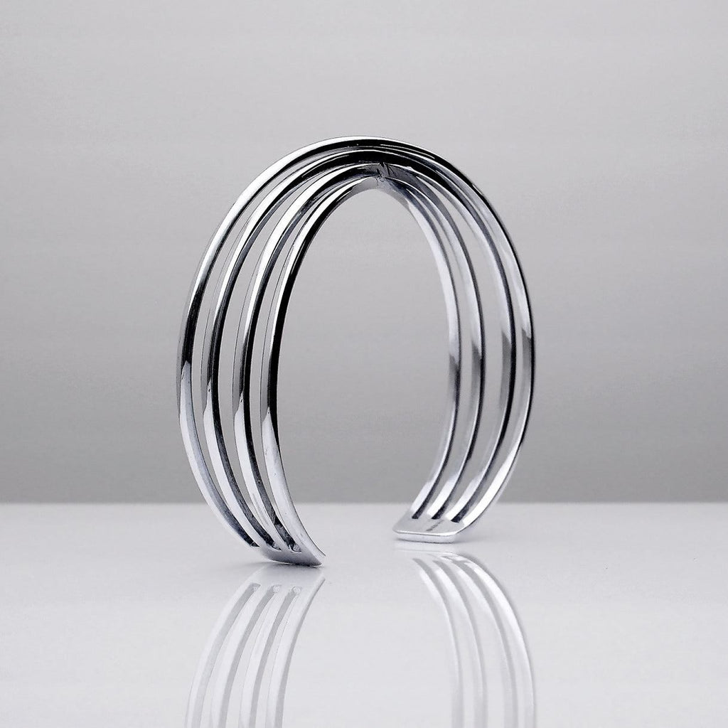 Twist Silver Cuff Bangle 