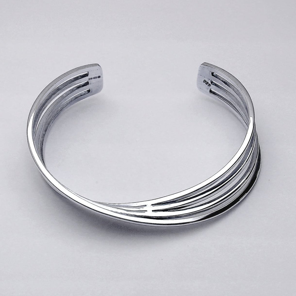 Twist Silver Cuff Bangle 