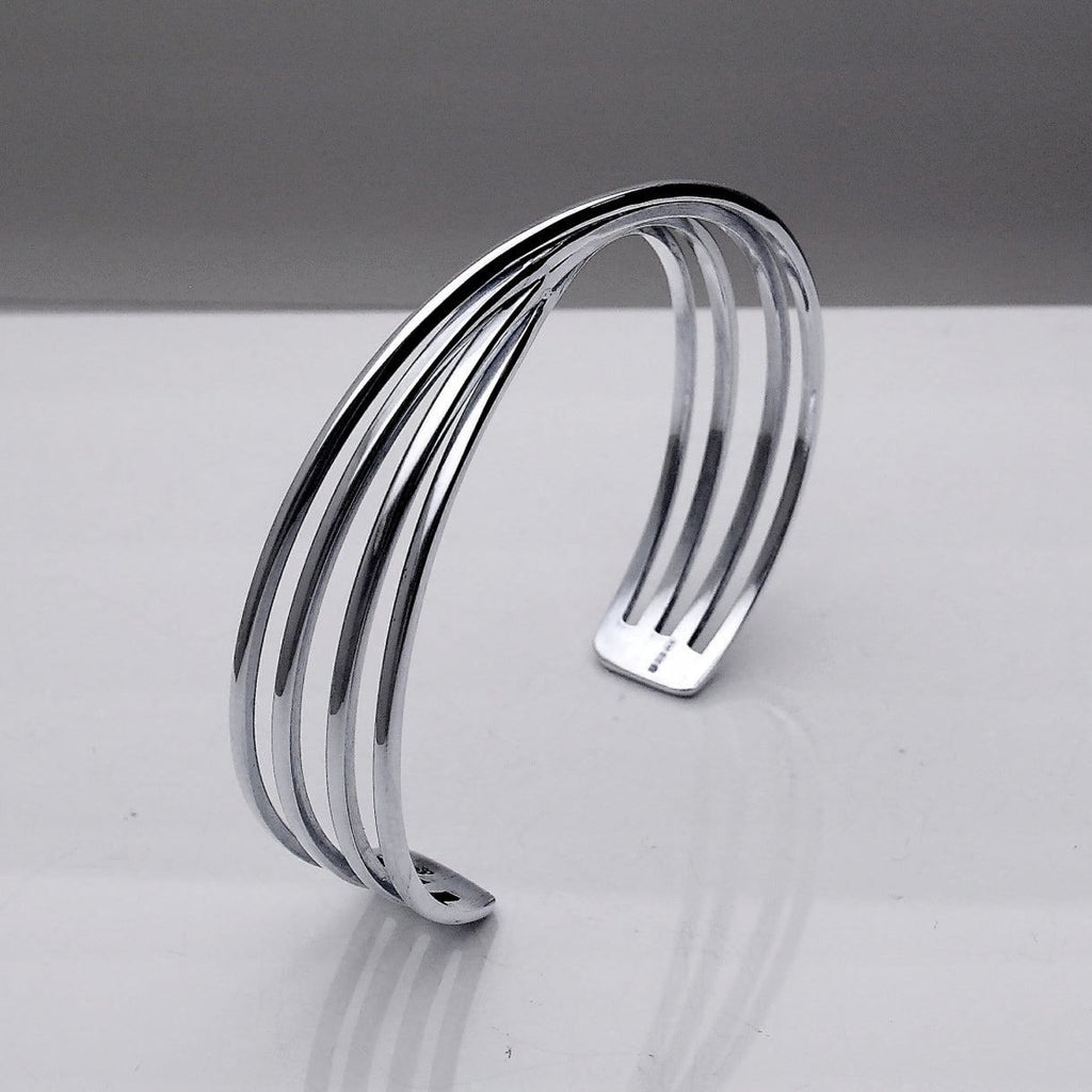 Twist Silver Cuff Bangle 