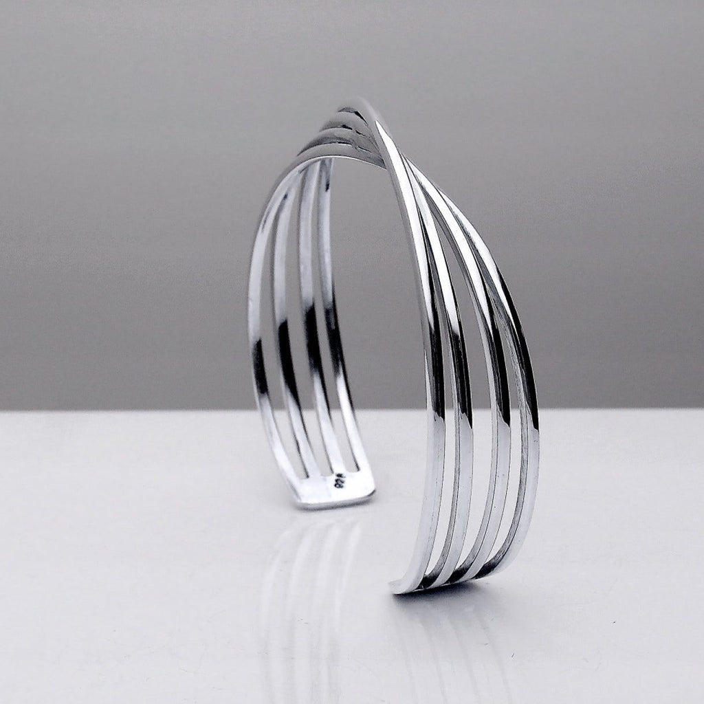 Twist Silver Cuff Bangle 