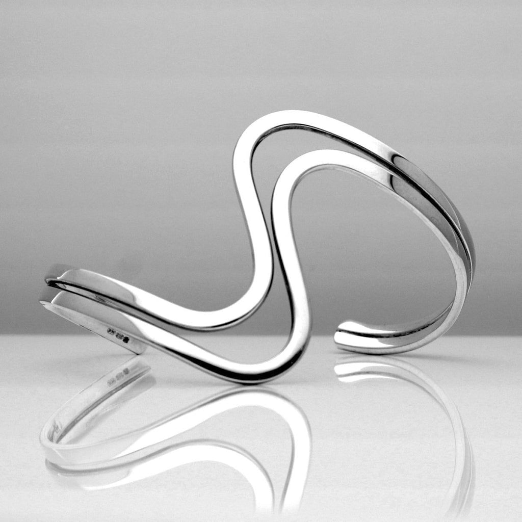 Wave Silver Cuff Bangle 